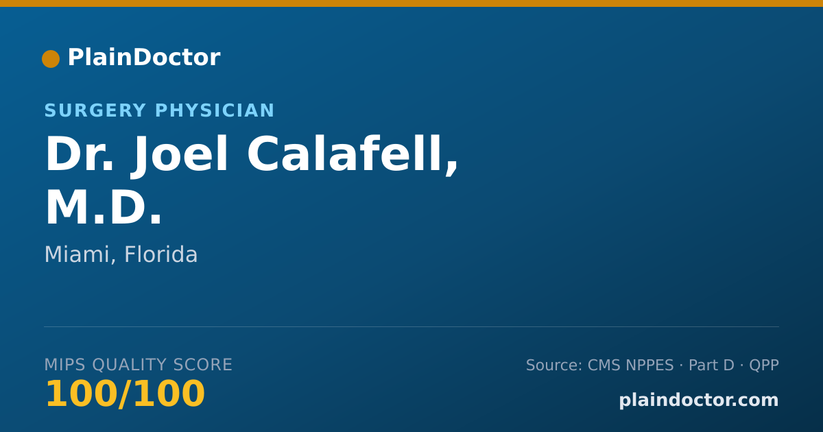 Shareable card for Joel Calafell, M.D. - Surgery Physician, Miami, FL