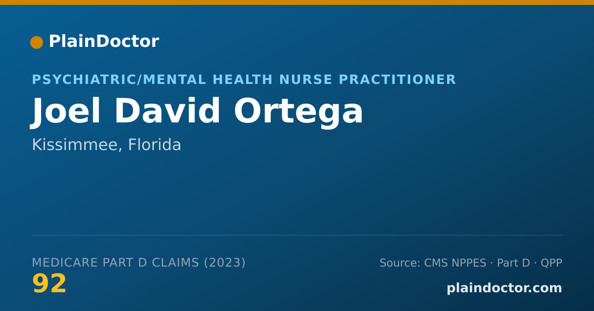 Shareable card for Joel David Ortega - Psychiatric/Mental Health Nurse Practitioner, Kissimmee, FL