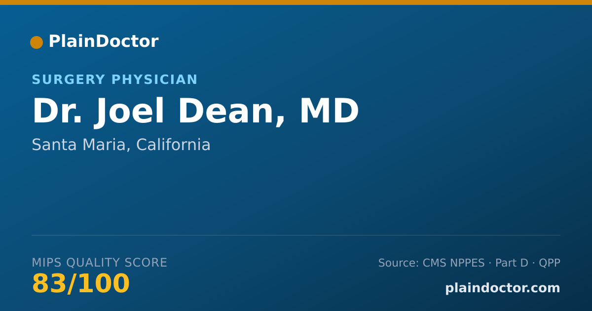 Shareable card for Joel Dean, MD - Surgery Physician, Santa Maria, CA