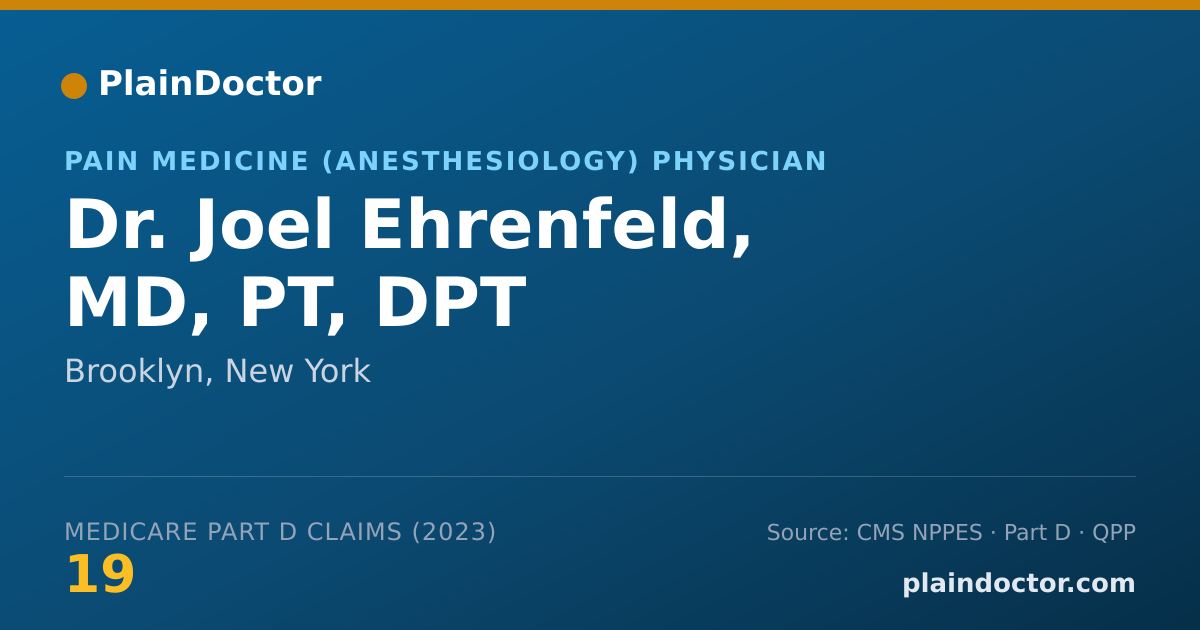 Shareable card for Joel Ehrenfeld, MD, PT, DPT - Pain Medicine (Anesthesiology) Physician, Brooklyn, NY