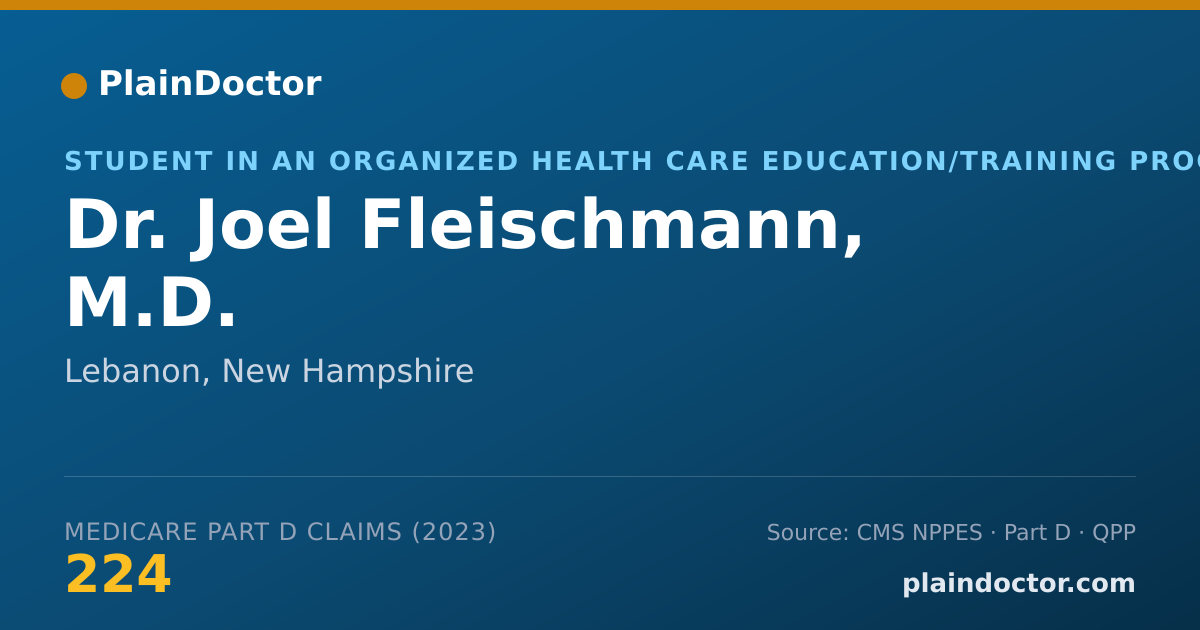 Shareable card for Joel Fleischmann, M.D. - Student in an Organized Health Care Education/Training Program, Lebanon, NH