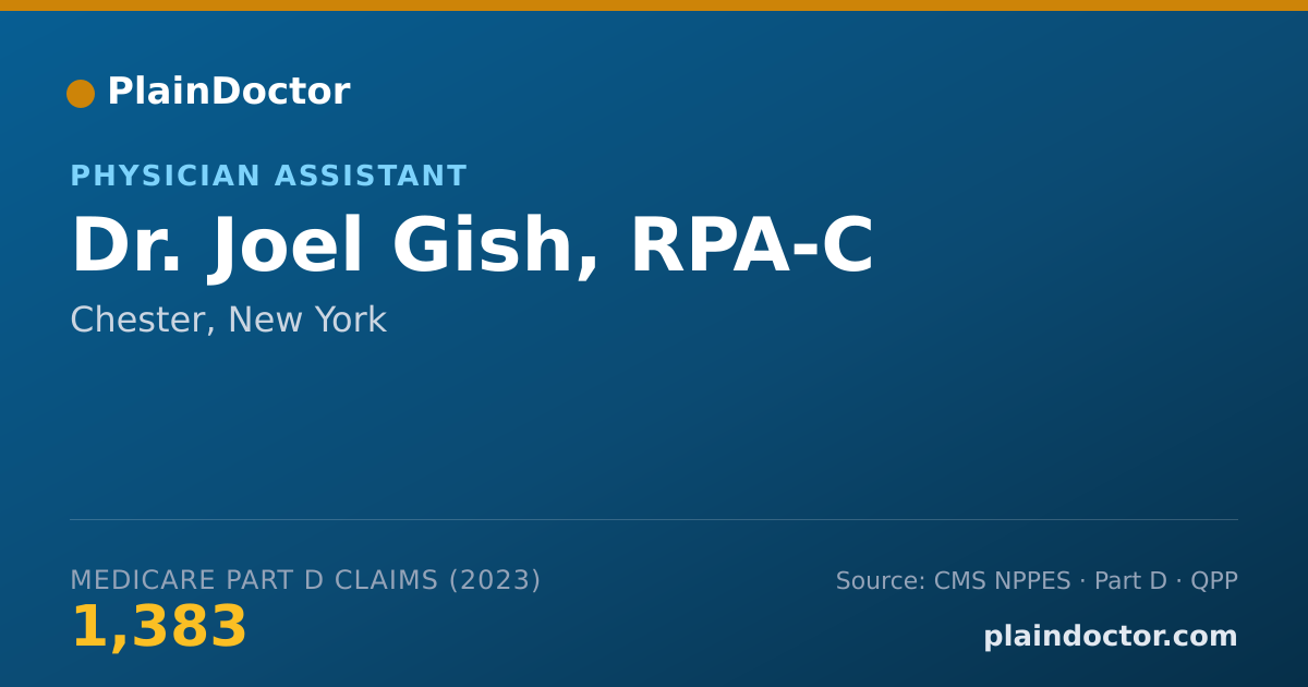 Shareable card for Joel Gish, RPA-C - Physician Assistant, Chester, NY