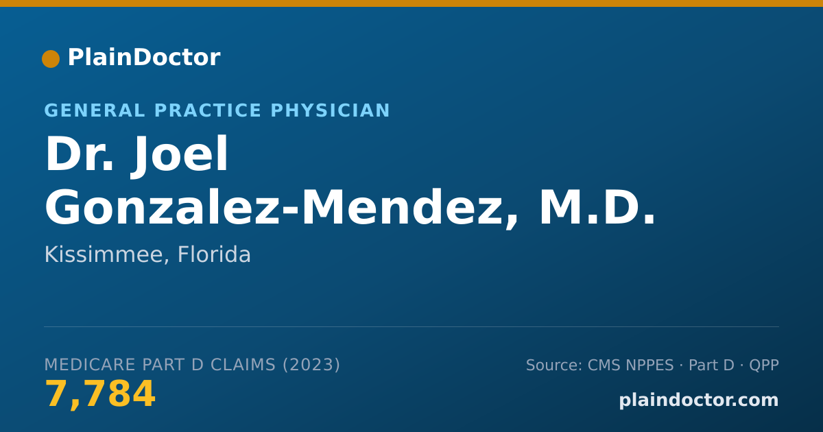 Shareable card for Joel Gonzalez-Mendez, M.D. - General Practice Physician, Kissimmee, FL