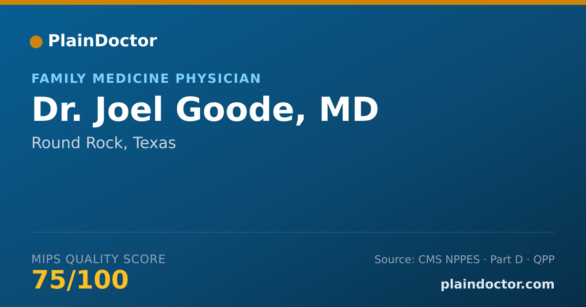 Shareable card for Joel Goode, MD - Family Medicine Physician, Round Rock, TX