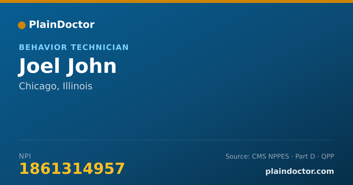 Shareable card for Joel John - Behavior Technician, Chicago, IL