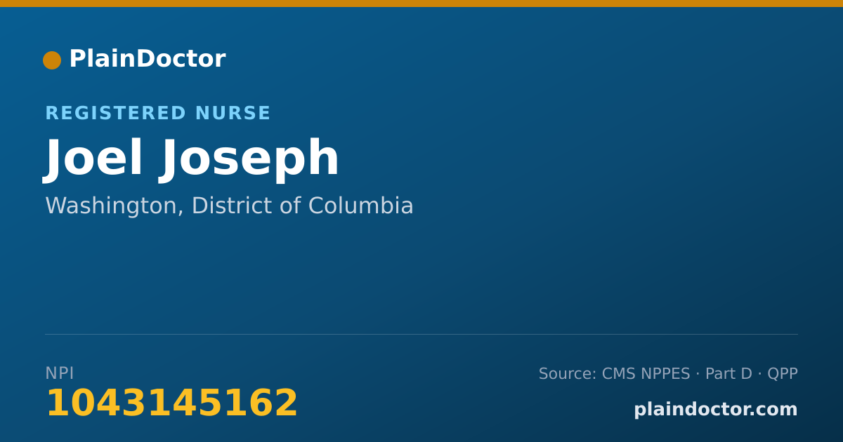 Shareable card for Joel Joseph - Registered Nurse, Washington, DC