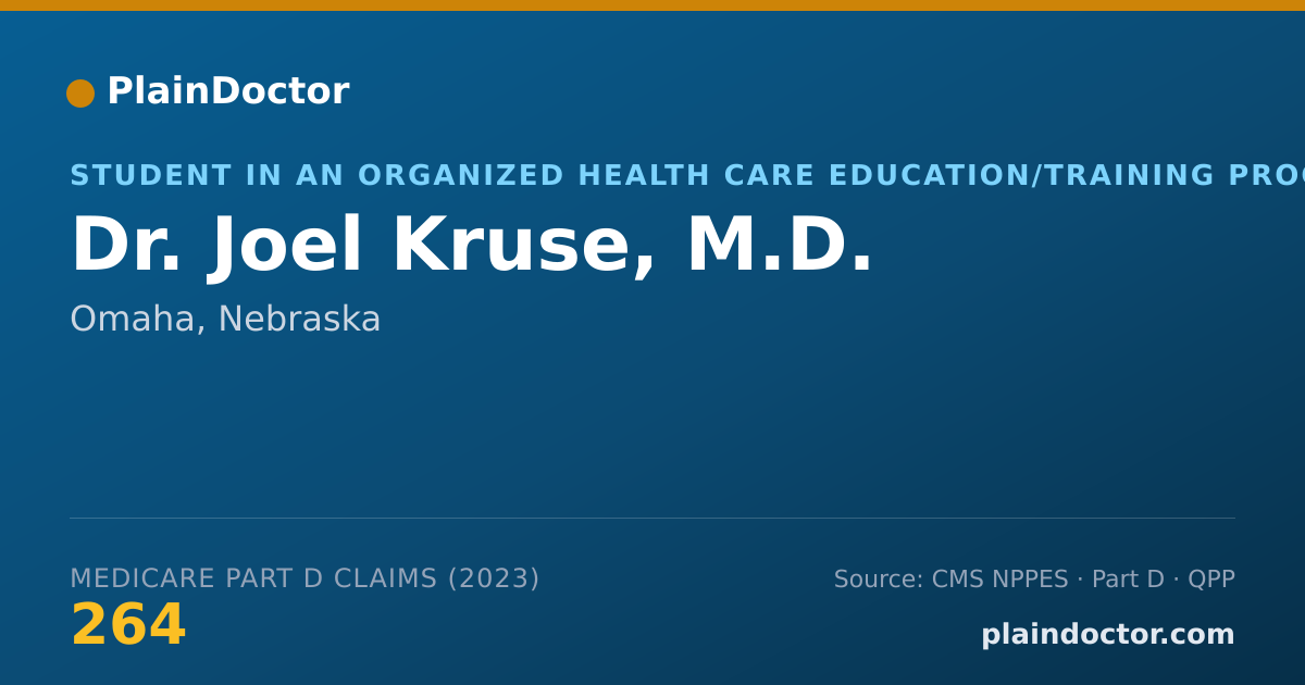 Shareable card for Joel Kruse, M.D. - Student in an Organized Health Care Education/Training Program, Omaha, NE