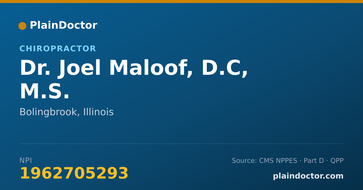 Shareable card for Joel Maloof, D.C, M.S. - Chiropractor, Bolingbrook, IL