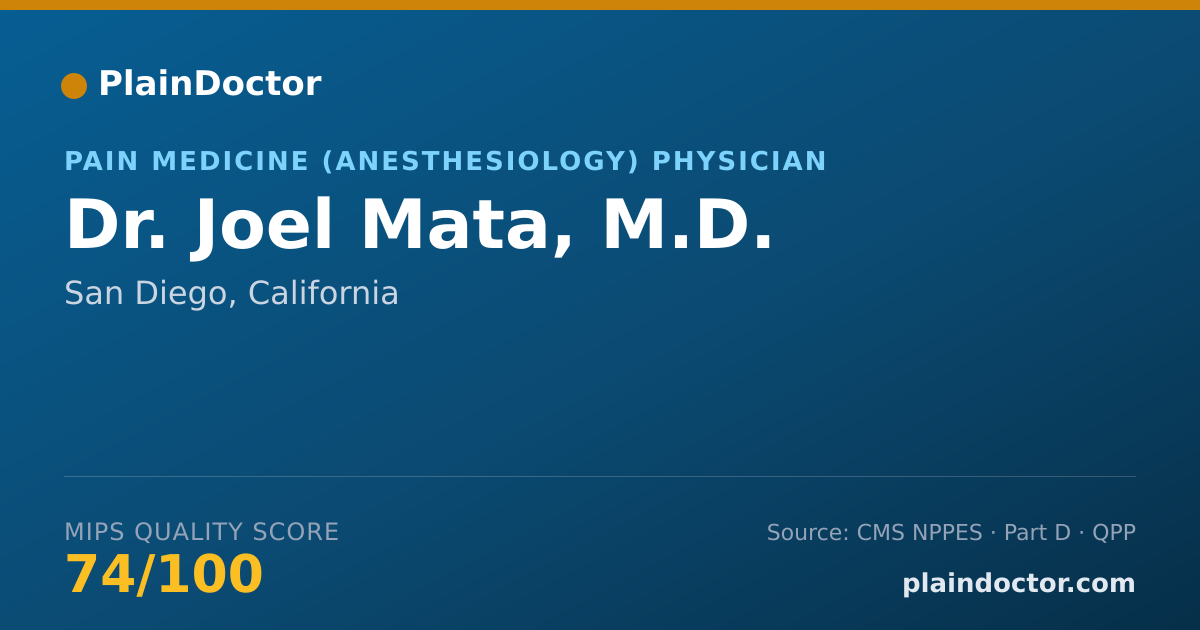 Shareable card for Joel Mata, M.D. - Pain Medicine (Anesthesiology) Physician, San Diego, CA