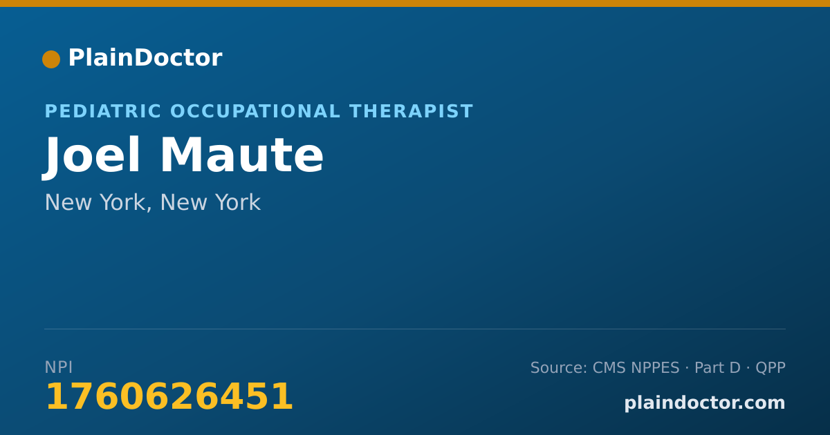 Shareable card for Joel Maute - Pediatric Occupational Therapist, New York, NY