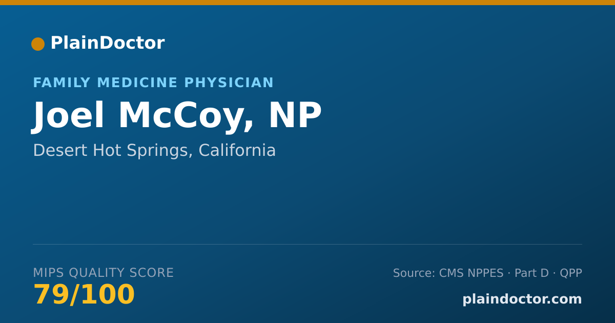 Shareable card for Joel McCoy, NP - Family Medicine Physician, Desert Hot Springs, CA