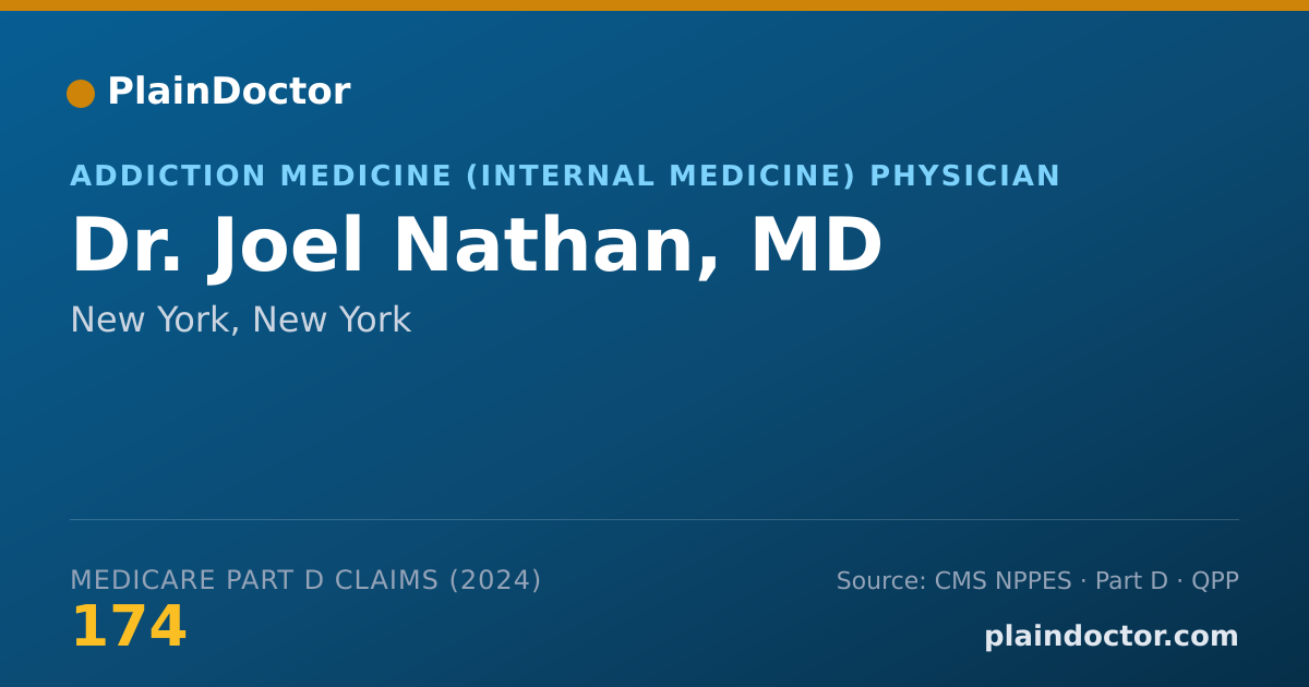 Shareable card for Joel Nathan, MD - Addiction Medicine (Internal Medicine) Physician, New York, NY