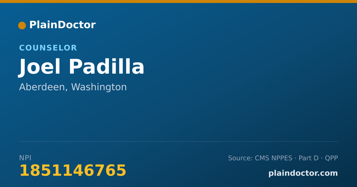 Shareable card for Joel Padilla - Counselor, Aberdeen, WA