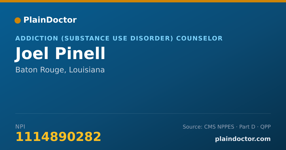 Shareable card for Joel Pinell - Addiction (Substance Use Disorder) Counselor, Baton Rouge, LA