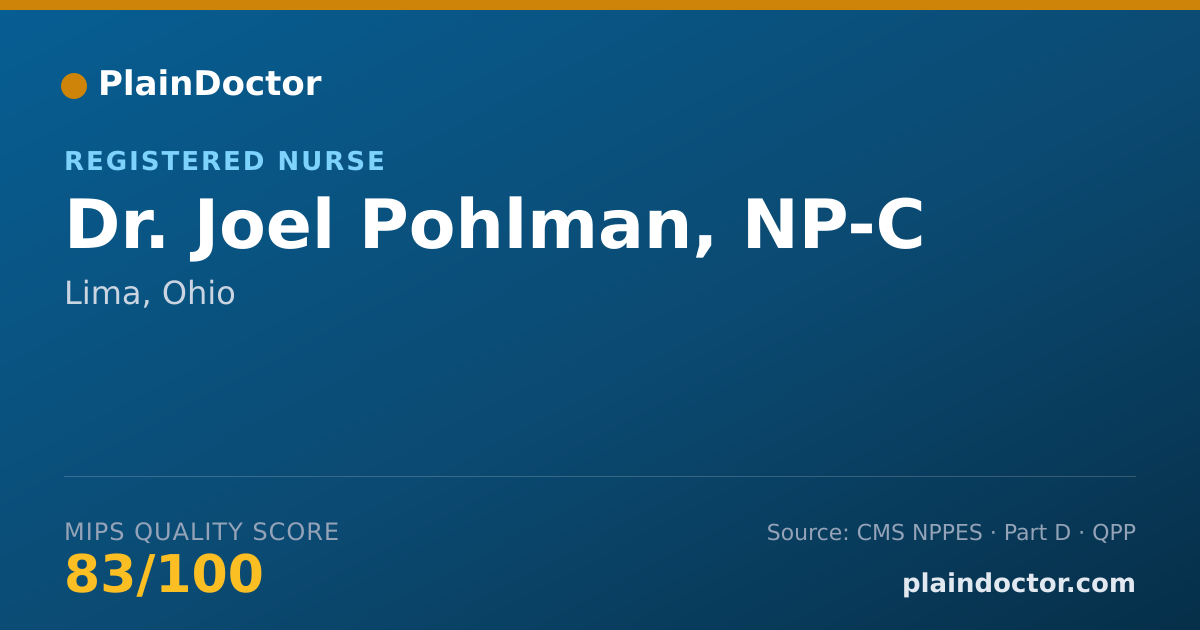 Shareable card for Joel Pohlman, NP-C - Registered Nurse, Lima, OH