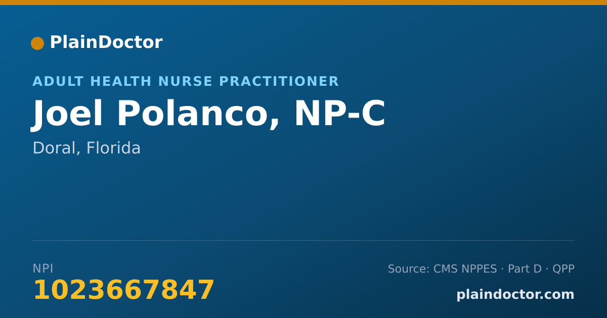 Shareable card for Joel Polanco, NP-C - Adult Health Nurse Practitioner, Doral, FL