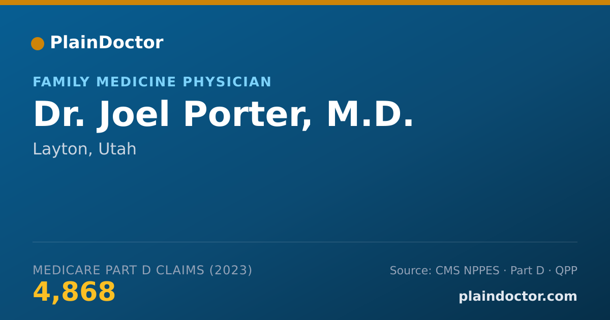 Shareable card for Joel Porter, M.D. - Family Medicine Physician, Layton, UT