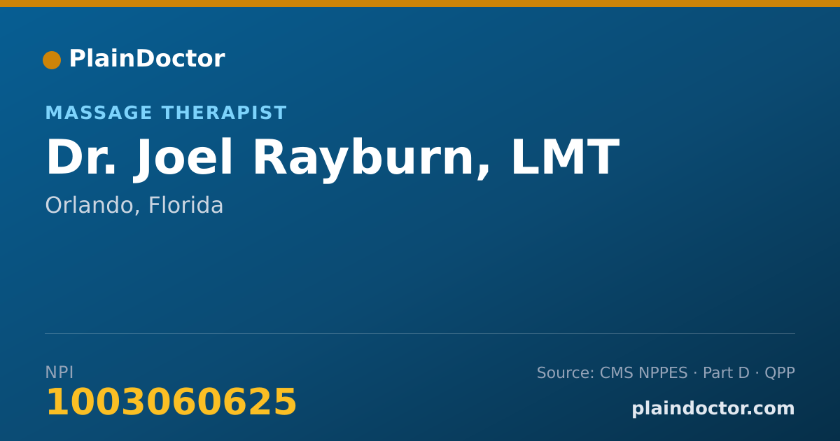 Shareable card for Joel Rayburn, LMT - Massage Therapist, Orlando, FL