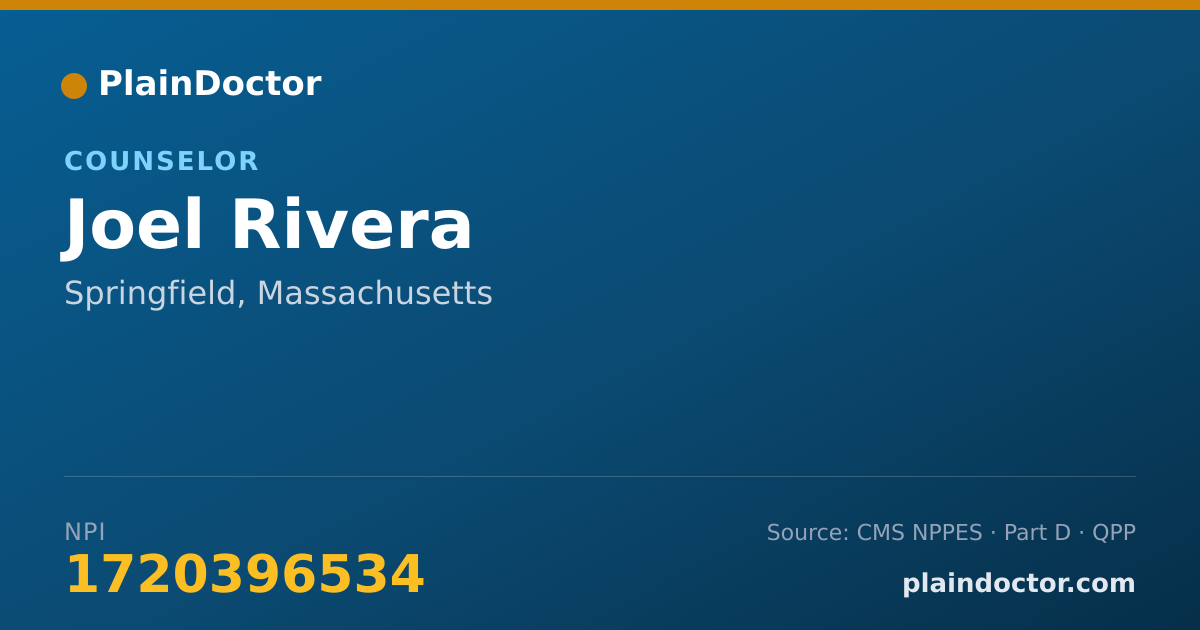 Shareable card for Joel Rivera - Counselor, Springfield, MA