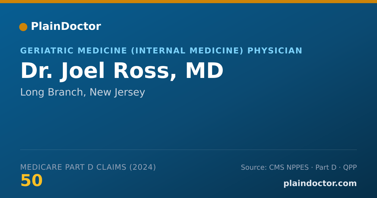 Shareable card for Joel Ross, MD - Geriatric Medicine (Internal Medicine) Physician, Long Branch, NJ