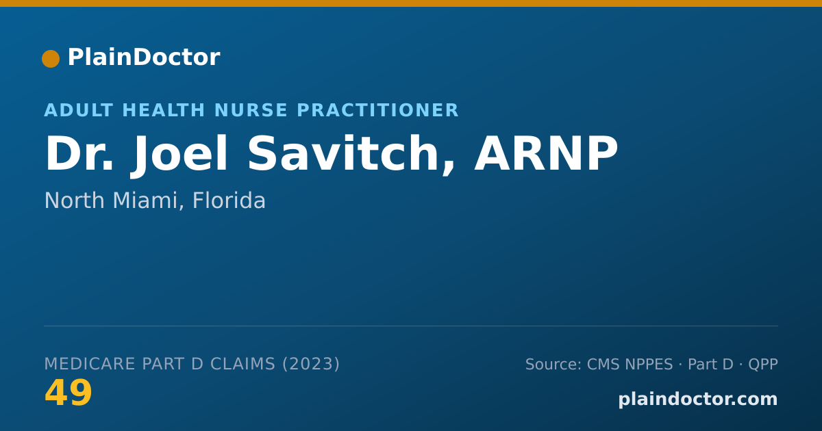 Shareable card for Joel Savitch, ARNP - Adult Health Nurse Practitioner, North Miami, FL