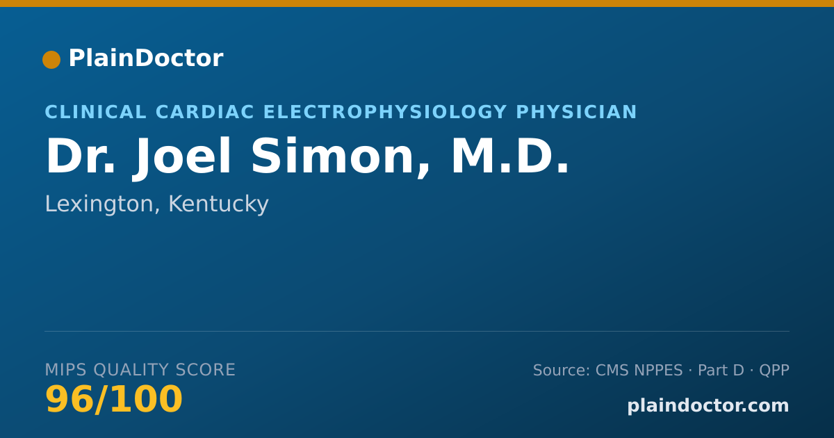 Shareable card for Joel Simon, M.D. - Clinical Cardiac Electrophysiology Physician, Lexington, KY