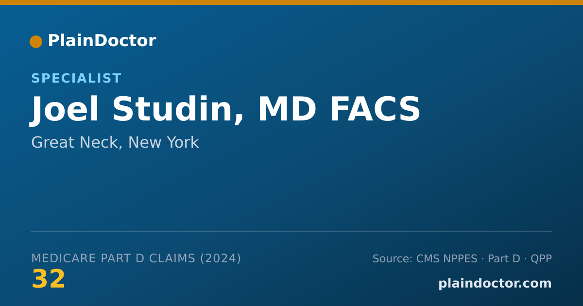 Shareable card for Joel Studin, MD FACS - Specialist, Great Neck, NY