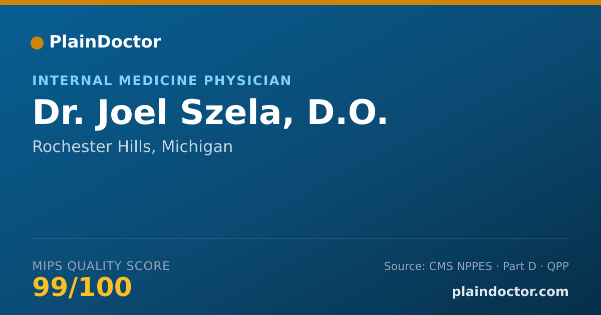 Shareable card for Joel Szela, D.O. - Internal Medicine Physician, Rochester Hills, MI