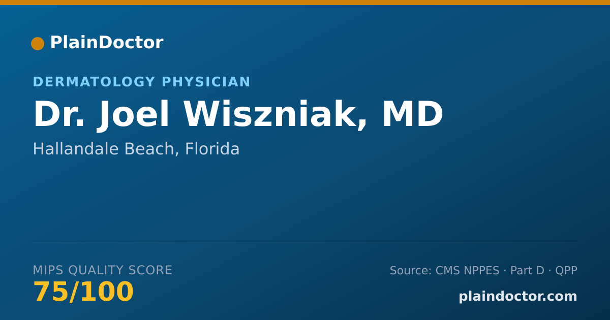 Shareable card for Joel Wiszniak, MD - Dermatology Physician, Hallandale Beach, FL