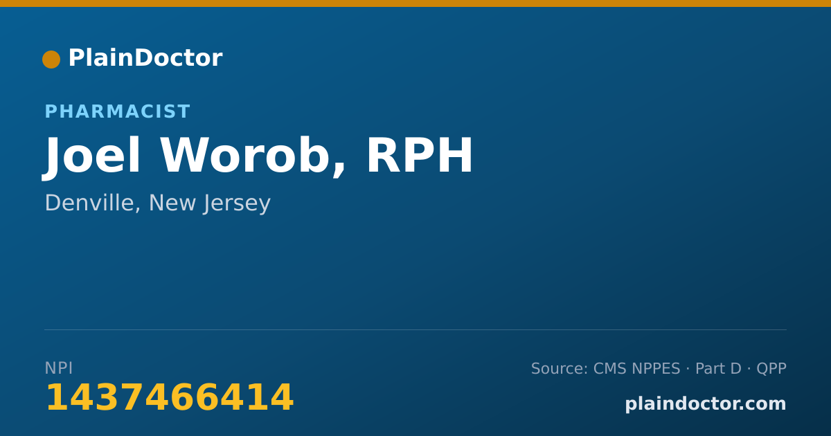 Shareable card for Joel Worob, RPH - Pharmacist, Denville, NJ