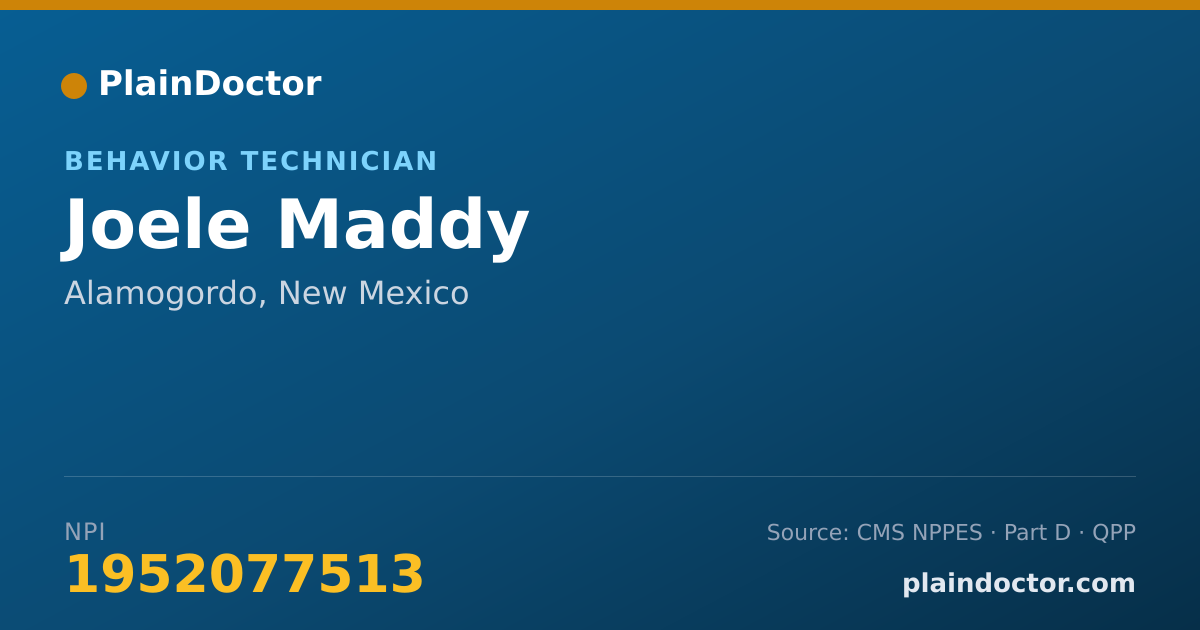 Shareable card for Joele Maddy - Behavior Technician, Alamogordo, NM
