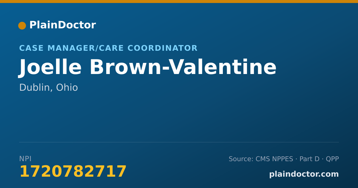 Shareable card for Joelle Brown-Valentine - Case Manager/Care Coordinator, Dublin, OH