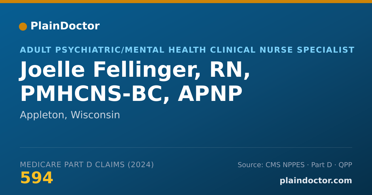 Shareable card for Joelle Fellinger, RN, PMHCNS-BC, APNP - Adult Psychiatric/Mental Health Clinical Nurse Specialist, Appleton, WI