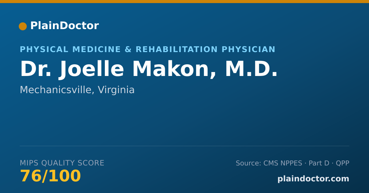 Shareable card for Joelle Makon, M.D. - Physical Medicine & Rehabilitation Physician, Mechanicsville, VA