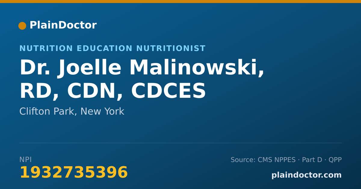 Shareable card for Joelle Malinowski, RD, CDN, CDCES - Nutrition Education Nutritionist, Clifton Park, NY
