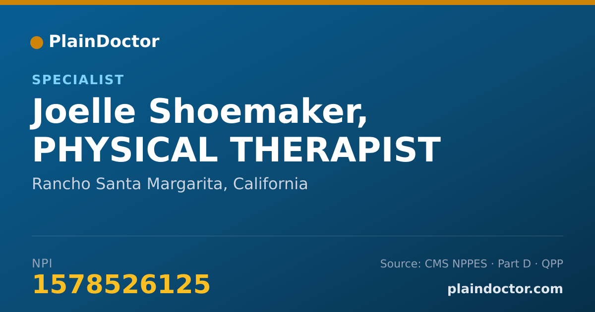 Shareable card for Joelle Shoemaker, PHYSICAL THERAPIST - Specialist, Rancho Santa Margarita, CA