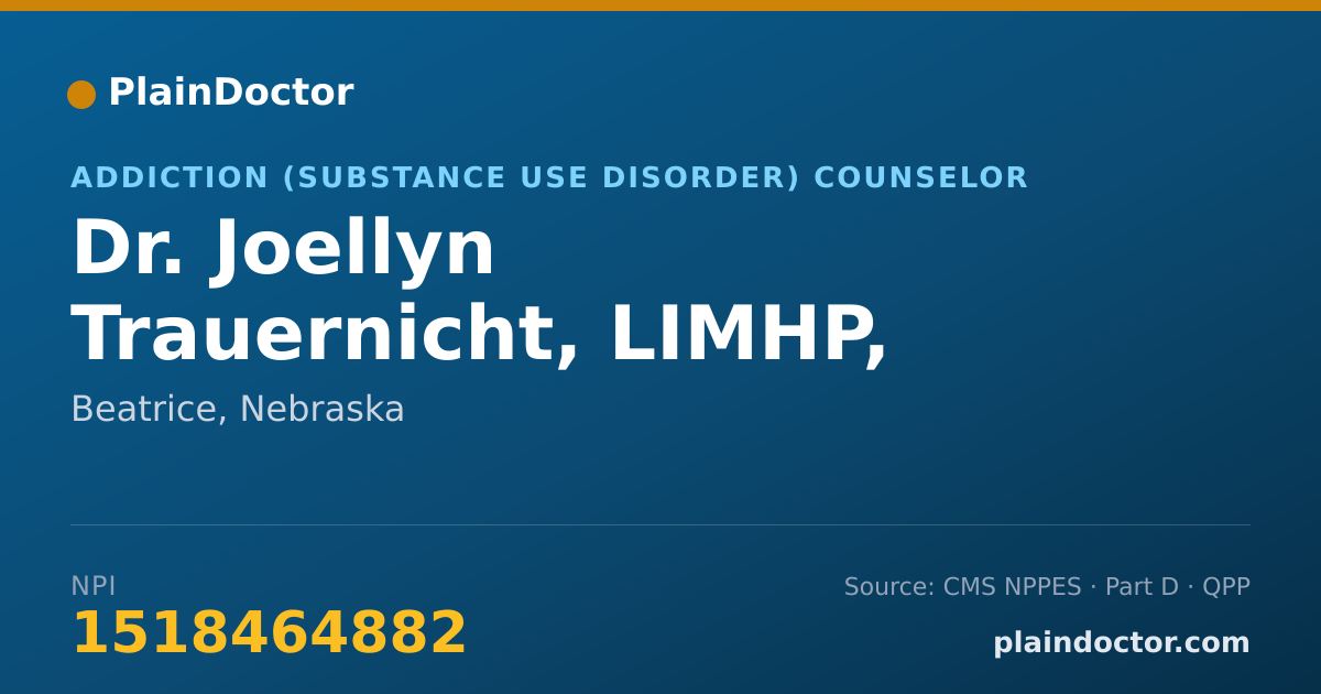 Shareable card for Joellyn Trauernicht, LIMHP, LCSW, LADC - Addiction (Substance Use Disorder) Counselor, Beatrice, NE