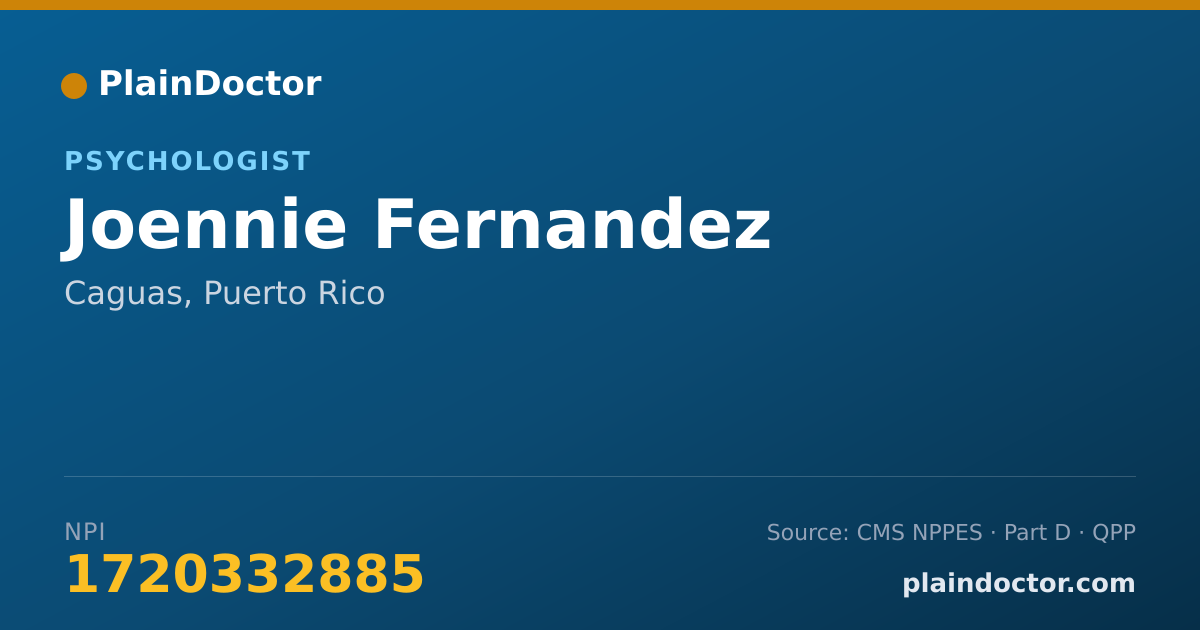 Shareable card for Joennie Fernandez - Psychologist, Caguas, PR