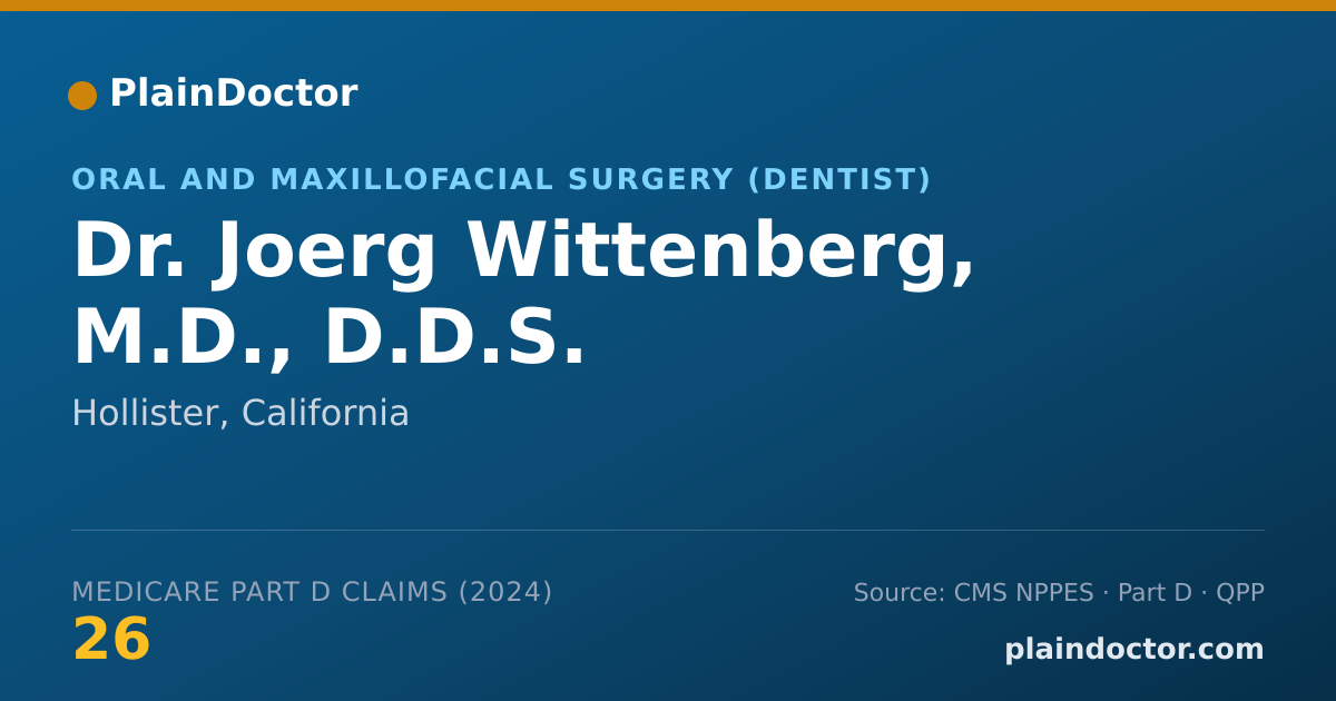 Shareable card for Joerg Wittenberg, M.D., D.D.S. - Oral and Maxillofacial Surgery (Dentist), Hollister, CA