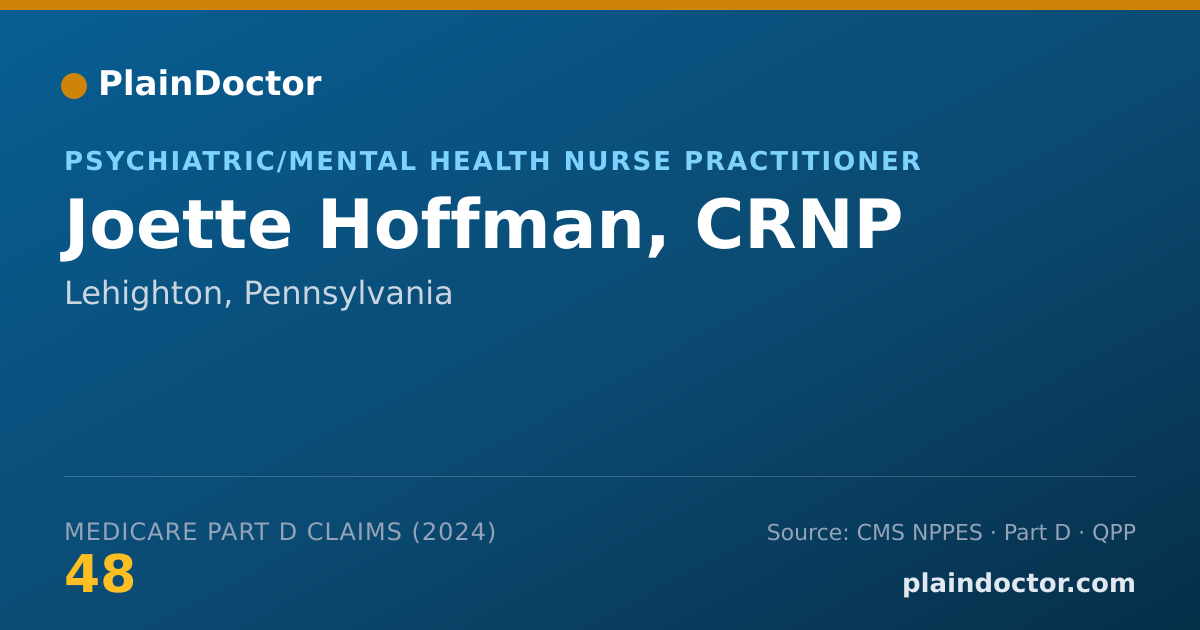 Shareable card for Joette Hoffman, CRNP - Psychiatric/Mental Health Nurse Practitioner, Lehighton, PA