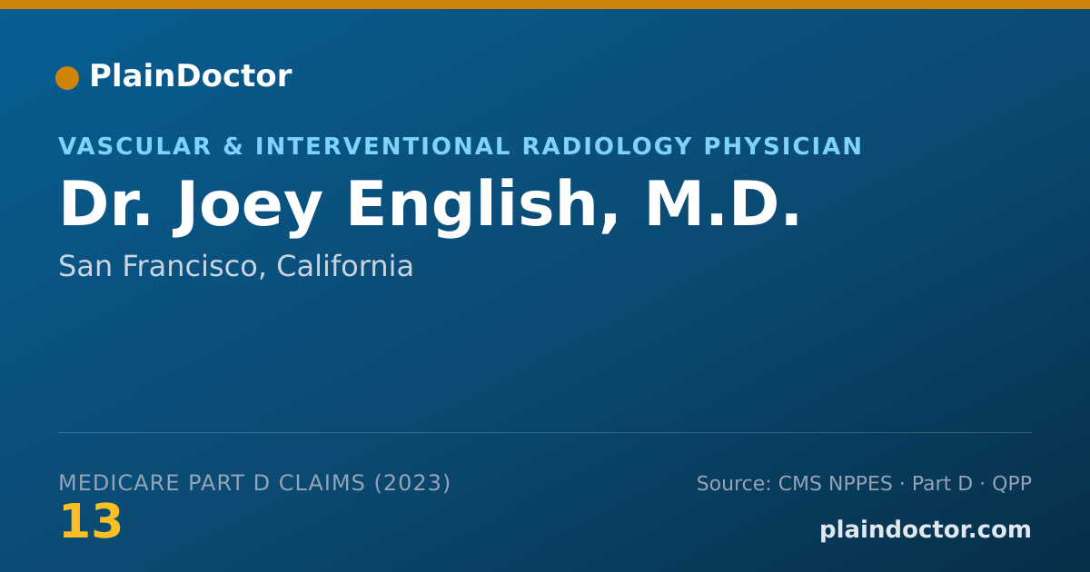 Shareable card for Joey English, M.D. - Vascular & Interventional Radiology Physician, San Francisco, CA