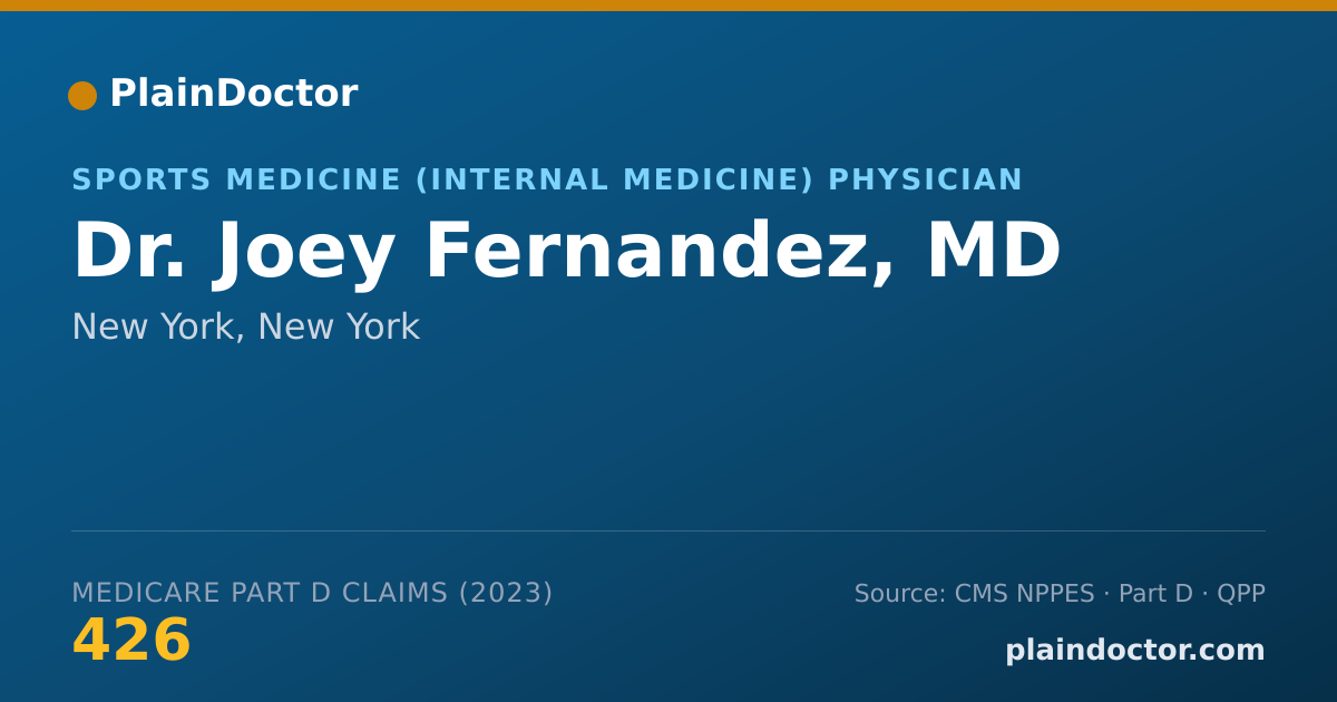 Shareable card for Joey Fernandez, MD - Sports Medicine (Internal Medicine) Physician, New York, NY