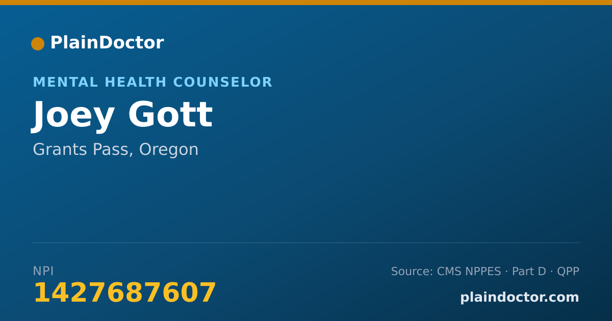 Shareable card for Joey Gott - Mental Health Counselor, Grants Pass, OR