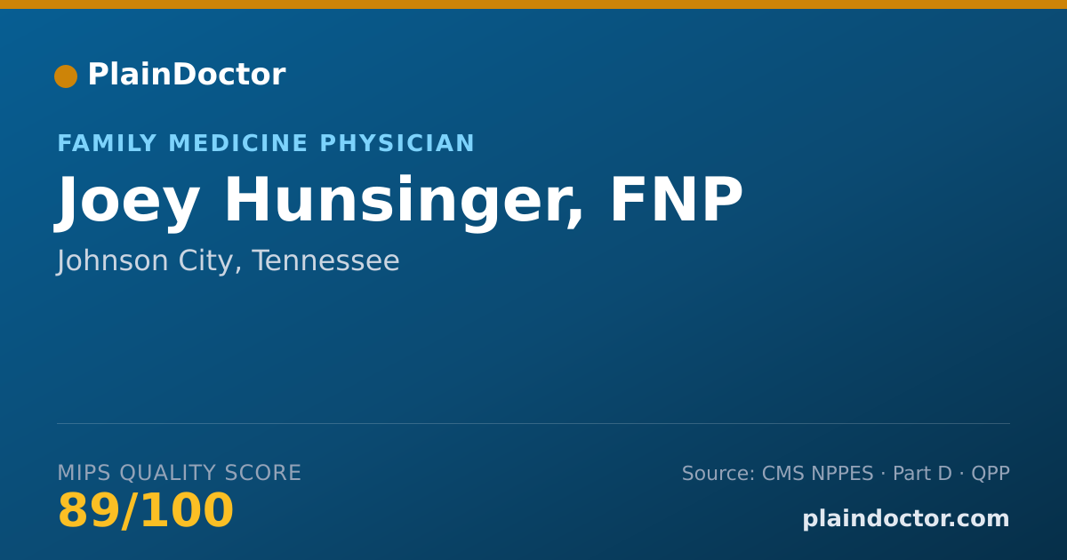 Shareable card for Joey Hunsinger, FNP - Family Medicine Physician, Johnson City, TN