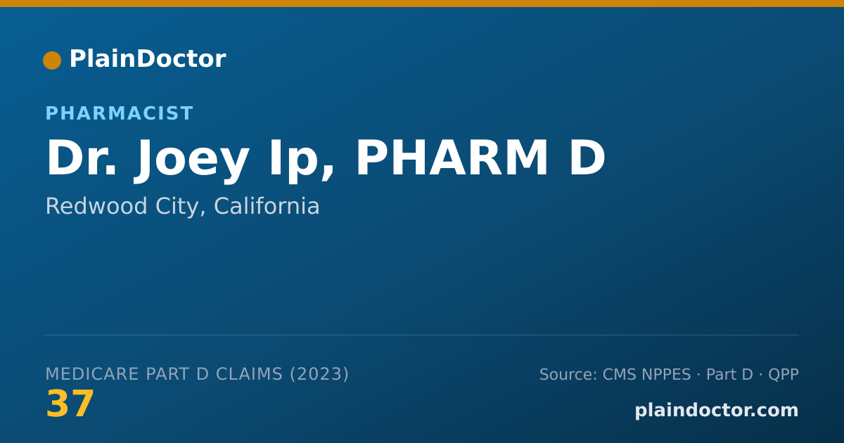 Shareable card for Joey Ip, PHARM D - Pharmacist, Redwood City, CA