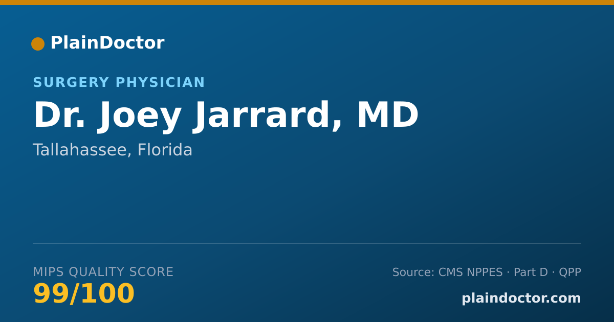 Shareable card for Joey Jarrard, MD - Surgery Physician, Tallahassee, FL