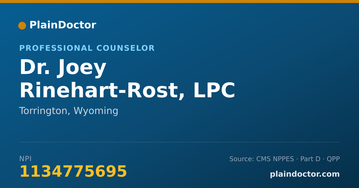 Shareable card for Joey Rinehart-Rost, LPC - Professional Counselor, Torrington, WY