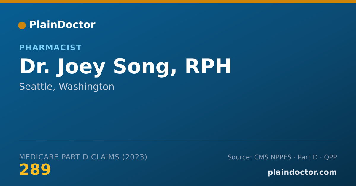 Shareable card for Joey Song, RPH - Pharmacist, Seattle, WA