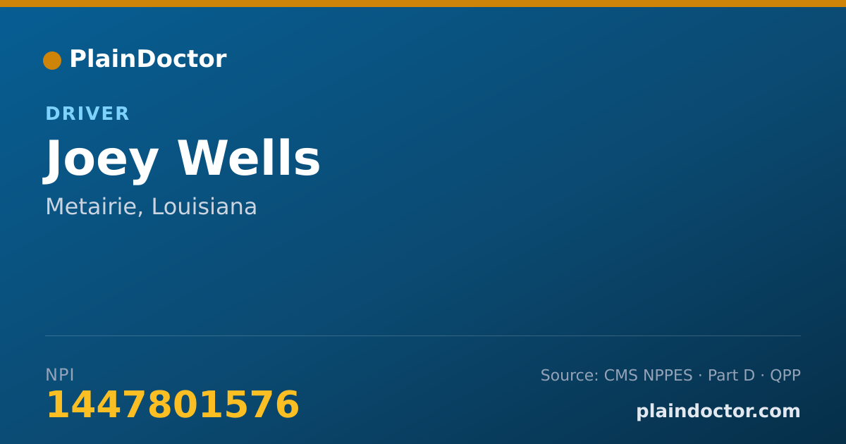 Shareable card for Joey Wells - Driver, Metairie, LA