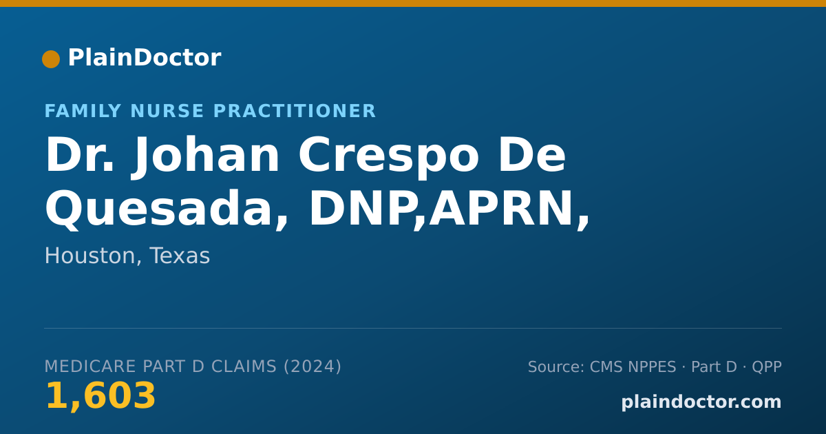 Shareable card for Johan Crespo De Quesada, DNP,APRN, FNP-C. - Family Nurse Practitioner, Houston, TX